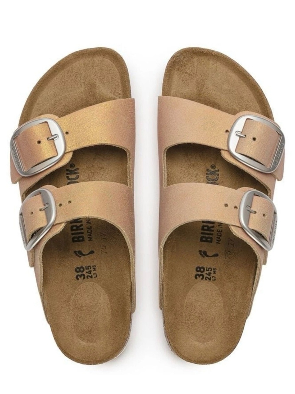 NWOB Birkenstock Arizona Big Buckle Leather Washed Metallic Copper Size 8